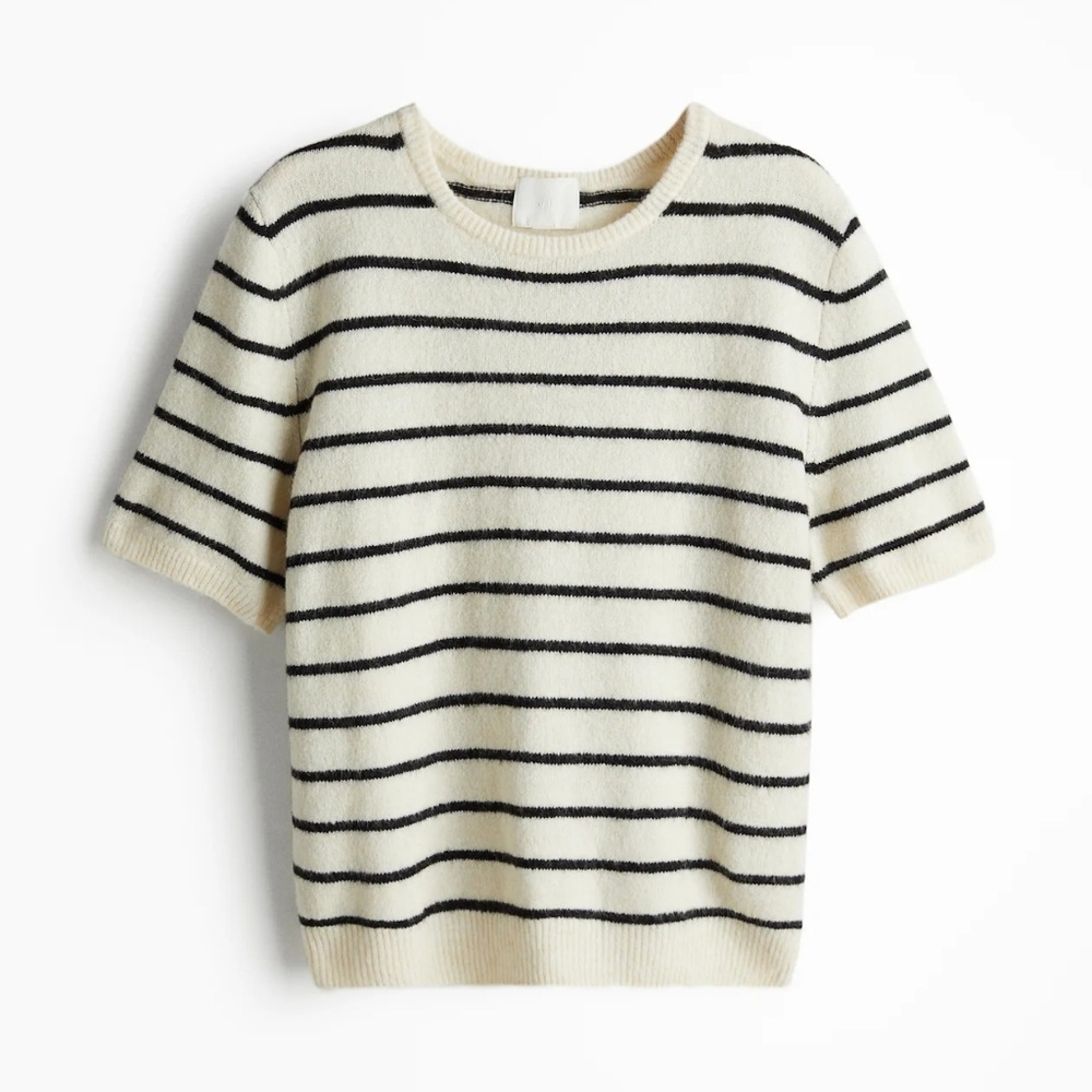 H&M Striped Short-Sleeve Sweater